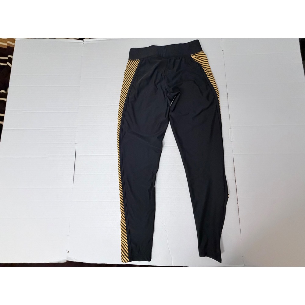 NFL Team Apparel Pittsburgh Steelers Leggings Black Yellow Striped Womens Small - Picture 2 of 7